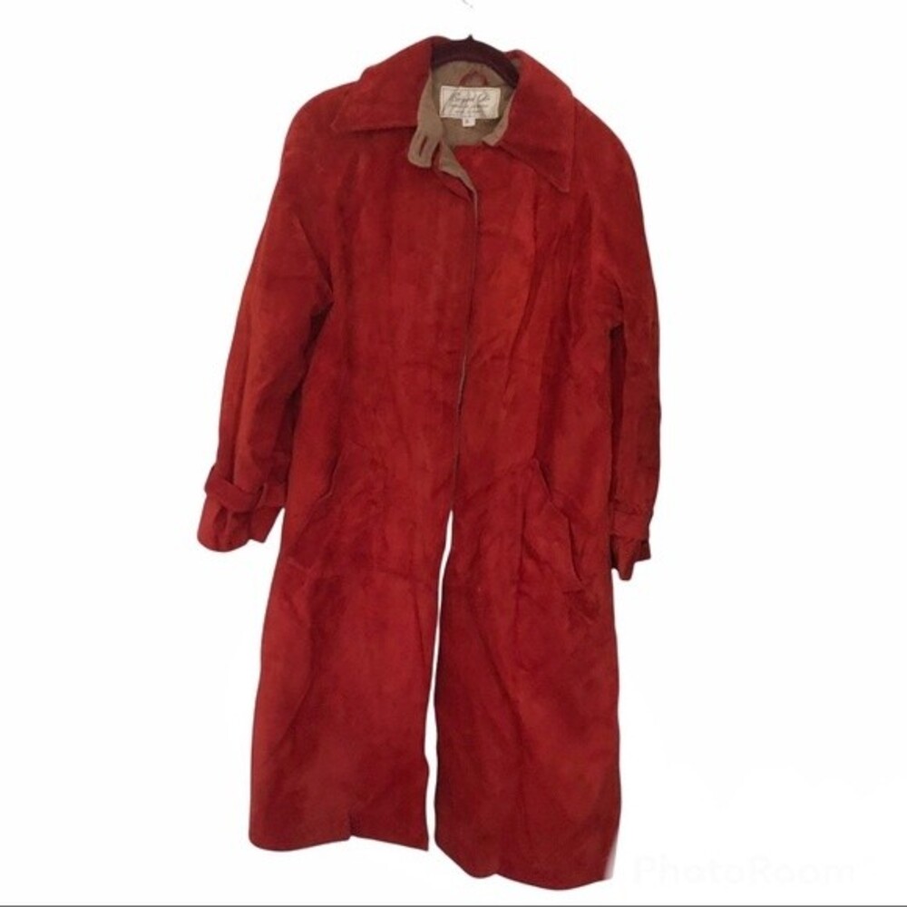 BEGED OR Israel Suede Coat Fully Lined Rust Color Midi Womens Size 8 VINTAGE - Picture 4 of 8
